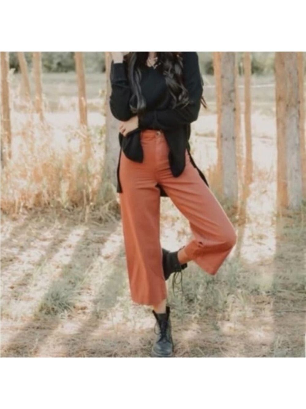 NWT Blu Pepper Day to Day Cinnamon Wide Leg Crop Pants 28